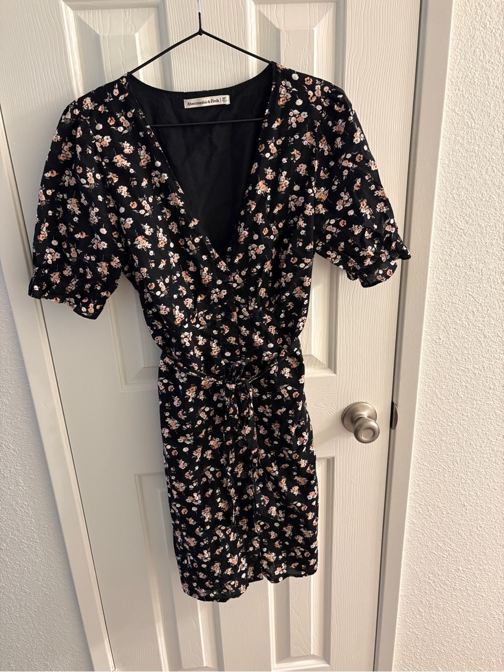 Abercrombie & Fitch Black Floral Button Front Mini Dress
